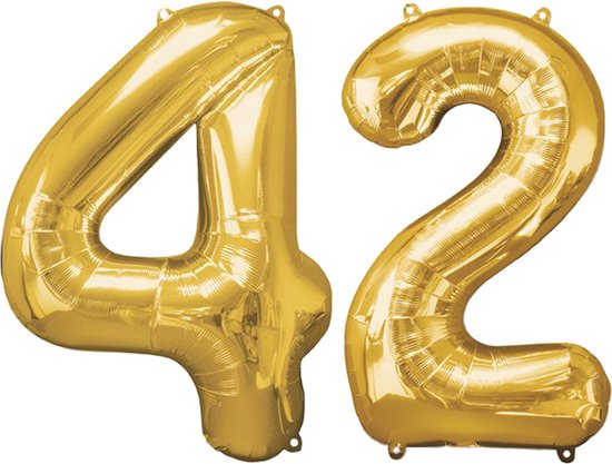 Versiering 42 Jaar Ballon Cijfer 42 Verjaardag Versiering Folie Helium Ballonnen Feest Versiering XL Formaat Goud - 86Cm