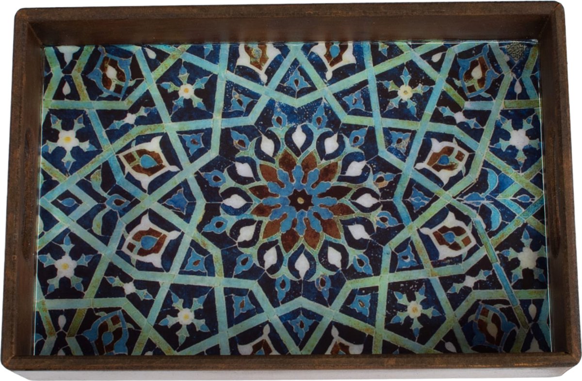 Dienblad Dahlia - 30x20x5 cm - Perzisch patroon - houtwerk - Persis Treasures