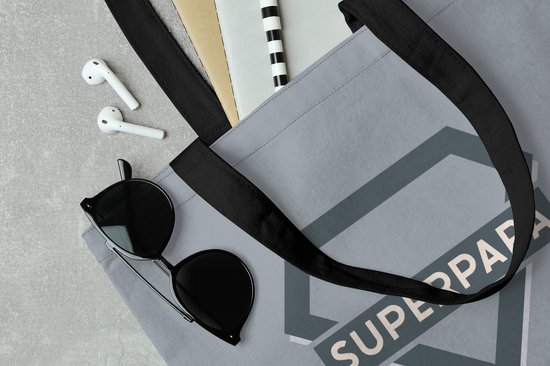 Sac bandoulière - Sac de plage - Shopper Quotes - Superpapa - Proverbes - Vaderdag - 45x45 cm - Sac en coton