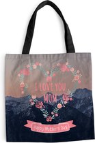 MuchoWow® Schoudertas - Strandtas - Big Shopper - Boodschappentas - I love you mom happy Mother's Day - Spreuken - Mama - Quotes - 40x40 cm - Katoenen tas