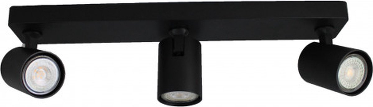Opbouw Plafond Spot Drievoudig - Zwart - Meegeleverde Dimbare GU10 Fitting (niet inwisselbaar) - Spotlight - 360 Graden Verstelbaar -