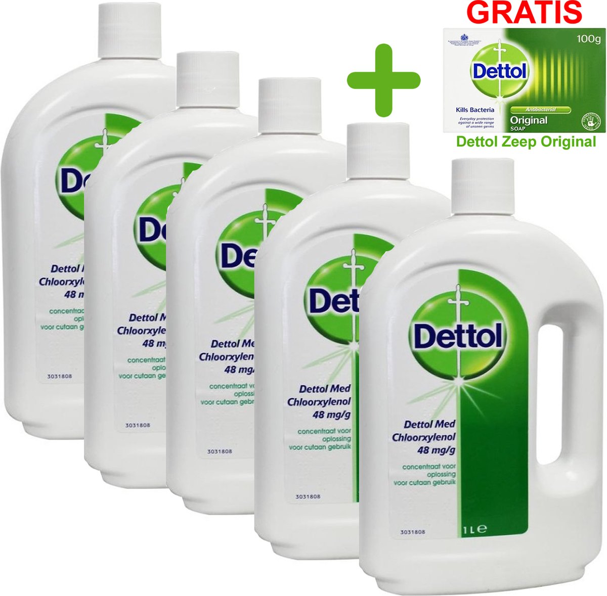 Dettol ontsmetting antiseptische 5 Liter met GRATIS Dettol Zeep