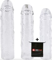 Quick Relief Tripple Sleeve™ - Penis Sleeve - Set van 3 Penis Sleeves - Verlengend - Verdikkend - Extra Stimulatie - Cockring - Transparant