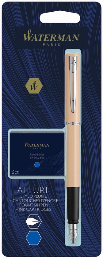 WATERMAN boîte de 8 cartouches longues, couleur Bleu Sérénité