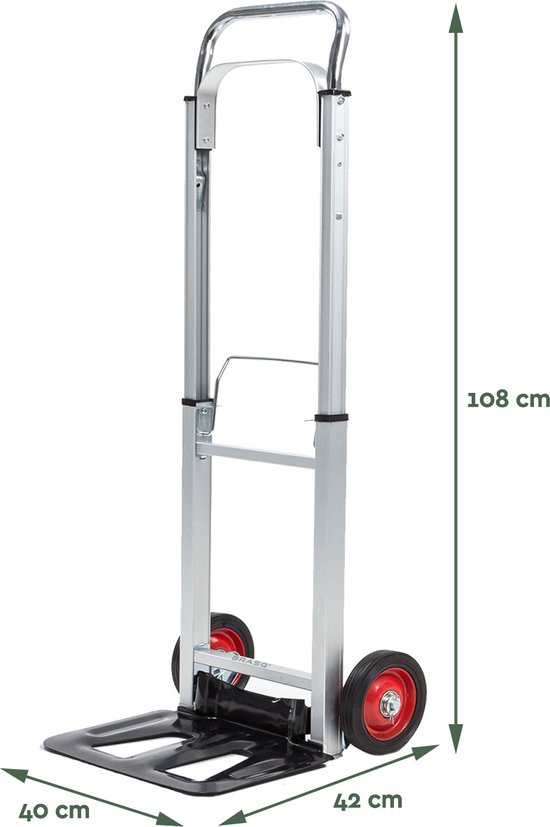 BRASQ Steekwagen opvouwbaar Staal - 90 KG Draagvermogen - Transportwagen - Plateauwagen - Steekkar - Trolley