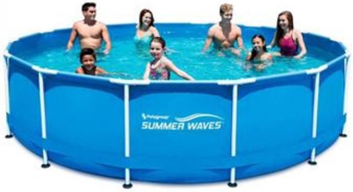 Summer Waves Active Frame Pool Rund 457 X 84 Cm - Mit Filterpumpe, Schnell Aufgebaut