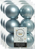 36x stuks kunststof kerstballen lichtblauw 6 cm - Mat/glans - Onbreekbare plastic kerstballen