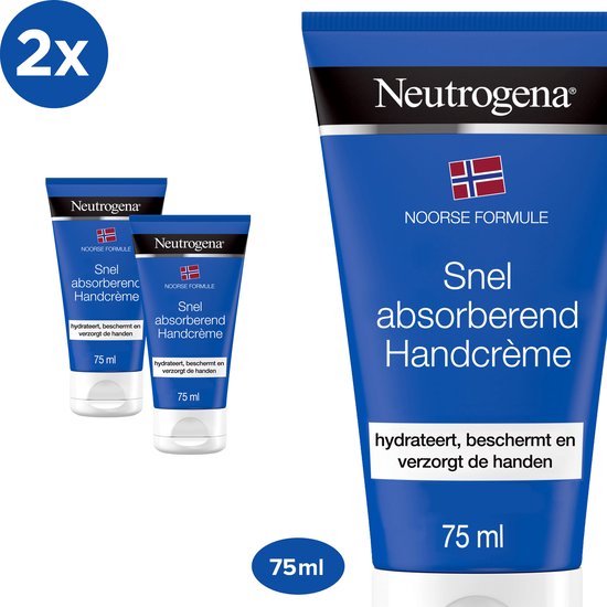 Neutrogena snel absorberende handcrème - Noorse Formule - hydraterende handcrème - lichte formule - 2 x 75 ml