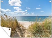 Tuinposter - Tuindoek - Tuinposters buiten - Duin - Gras - Zee - Strand - 120x90 cm - Tuin