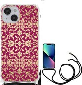 Leuk TPU Back Case Geschikt voor iPhone 14 Telefoonhoesje met doorzichtige rand Barok Pink