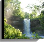 WallClassics - Canvas  - Stromende Waterval - 30x30 cm Foto op Canvas Schilderij (Wanddecoratie op Canvas)
