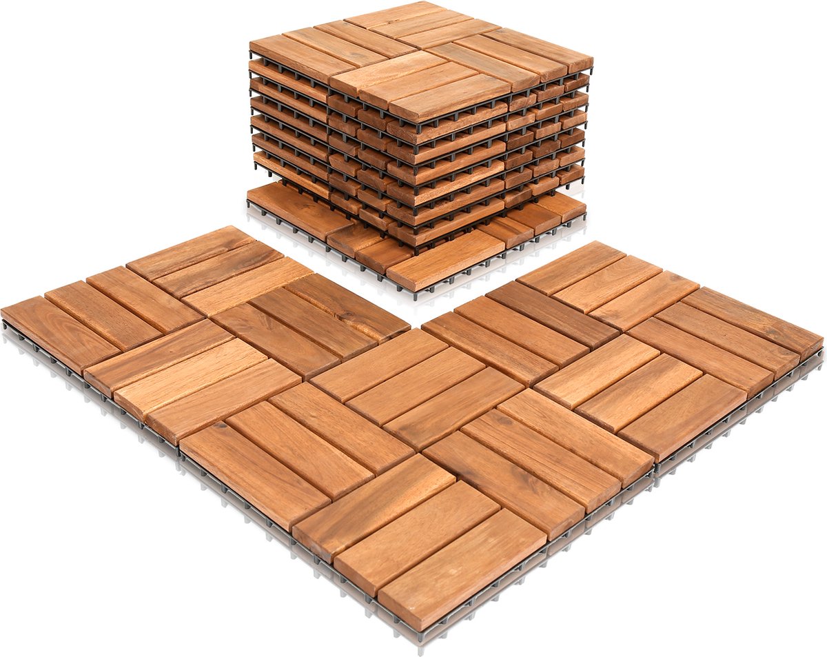 Tubiaz Houten Tegels, Balkon, Vloerbedekking, 5 M² Houten Tegels Balkon 30 X 30 Cm Acaciahout Terrastegels Tuintegels Voor Tuin Terras Balkon Patio Gemakkelijk Te Leggen Weerbestendig