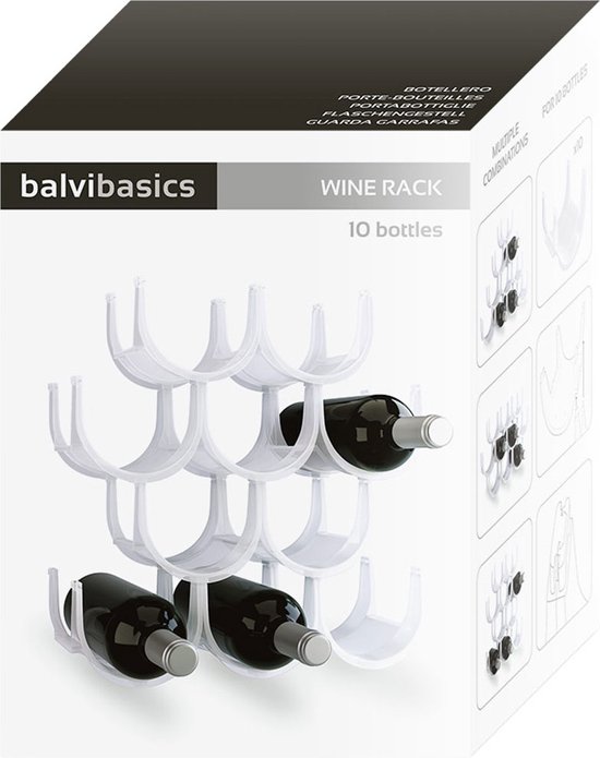 Balvi Basic Wijnrek - Frosted transparant - 10 flessen - Balvi