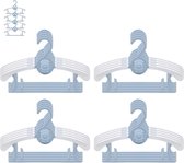 JSF Meegroeiende kinderkleerhangers, set van 20 stapelbare kleerhangers met beerhaken, antislip babykleerhanger voor kinderkleding, babygarderobe, ruimtebesparend (blauw + wit)