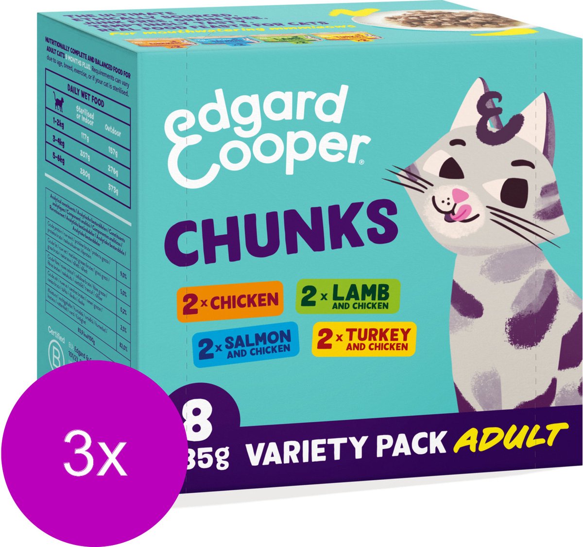Edgard&Cooper Multipack Chunks - Kattenvoer - 3 x 8x85 g