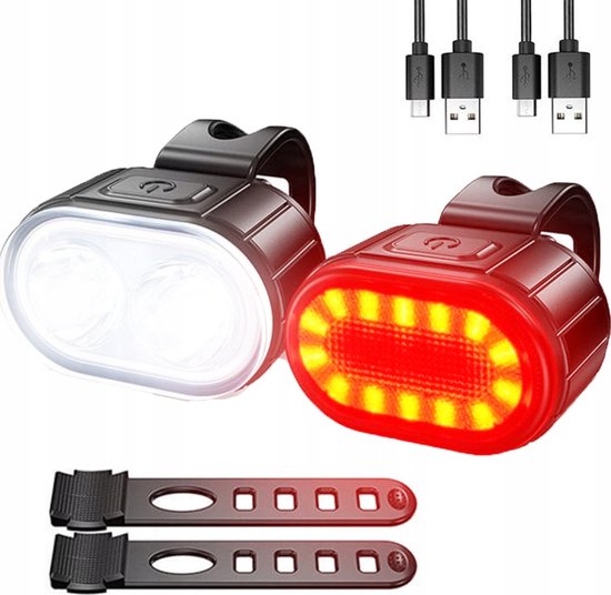 Oplaadbare Fietsverlichting KIT - Waterdicht - Voor- en achterlicht - Multifunctioneel — afbeelding 2