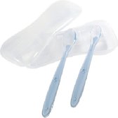 Baby Lepeltjes - Eerste Hapjes - Bestek Lepel - Babylepel - Siliconen lepels - Kinderbestek - BPA vrij eetlepel Set van 2 - Licht blauw
