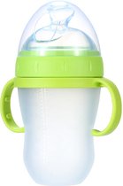 Zuigfles Siliconen Babyfles met Handvaten | Voedingsfles Melkfles voor Baby Drinkbeker | 240ml Groen