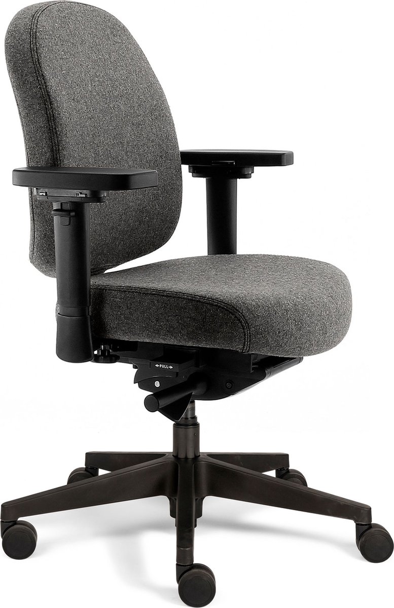 Therapod X Compact in wolvilt Fenice middengrijs - Bureaustoel lange mensen - Ergonomische bureaustoel rugklachten - 24 uurs stoel