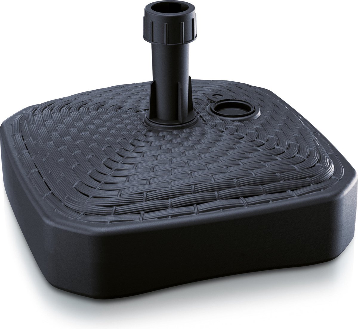 1x Stuks vierkante rotan kunststof parasolvoeten antraciet 12 liter - breedte 39 cm