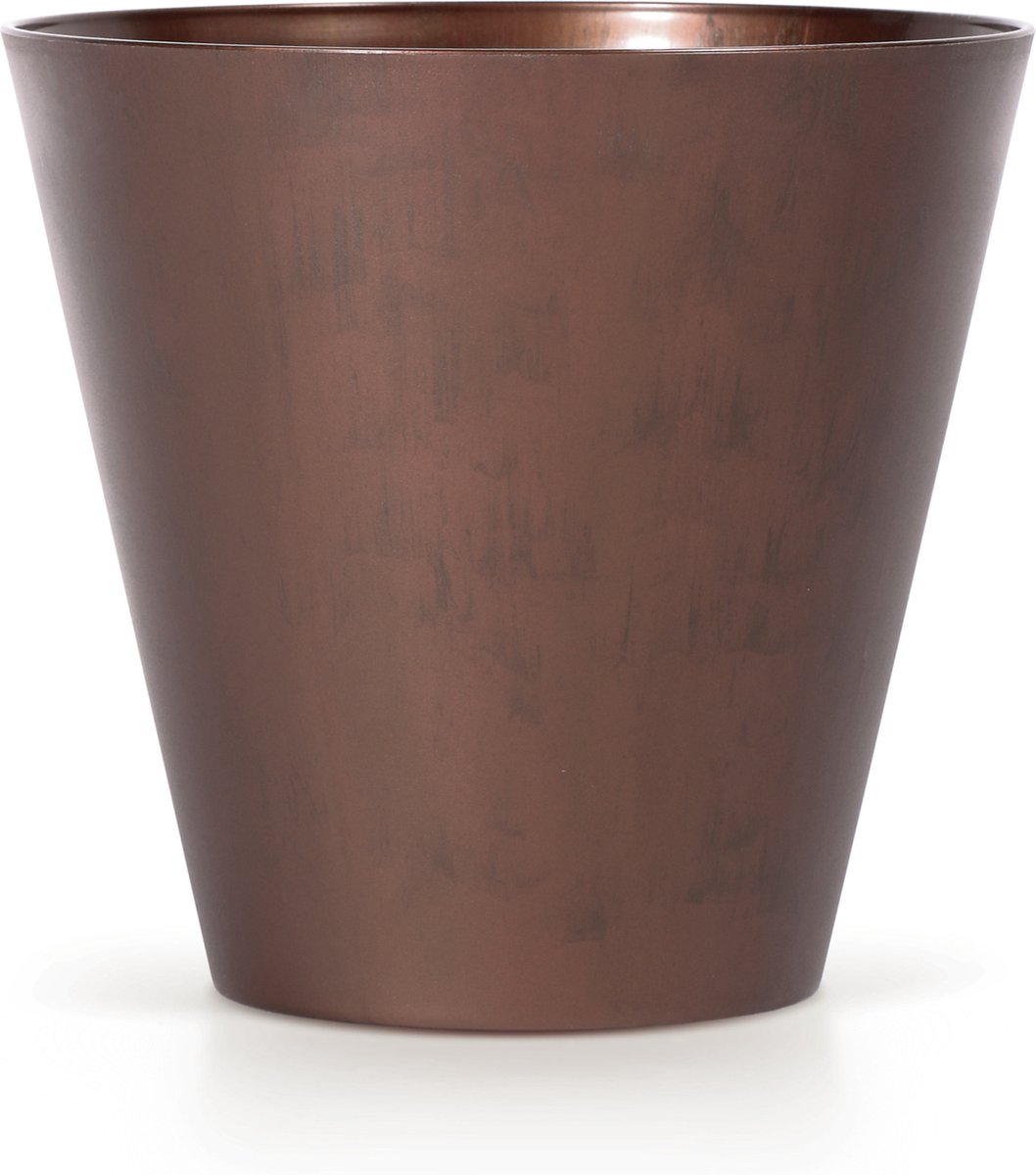 Prosperplast Bloempot/plantenpot voor buiten - kunststof - brons/cortenstaal look - D20 x H19 cm - 3,5 liter