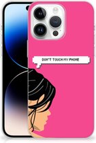 Smartphone hoesje iPhone 14 Pro Max Back Case Siliconen Hoesje Woman Don't Touch My Phone