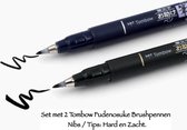Tombow Fudenosuke Brushpennen  Harde en Zachte Punt / Nib Set van 2