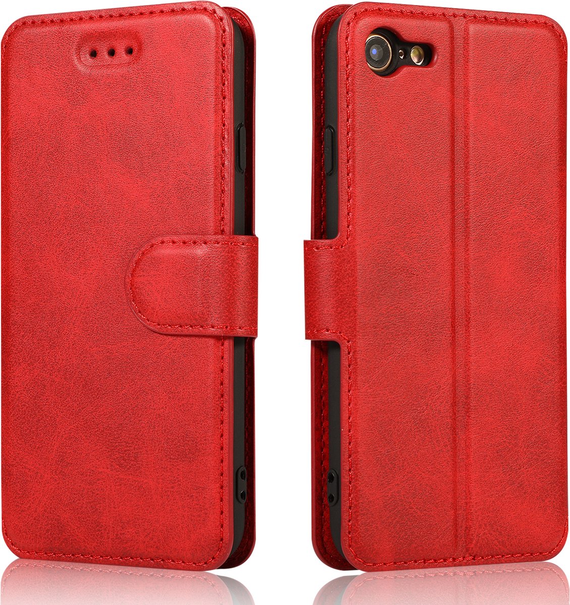 Bookcase Geschikt voor Apple iPhone 7 / 8 - Rood - Pasjeshouder - Portemonnee