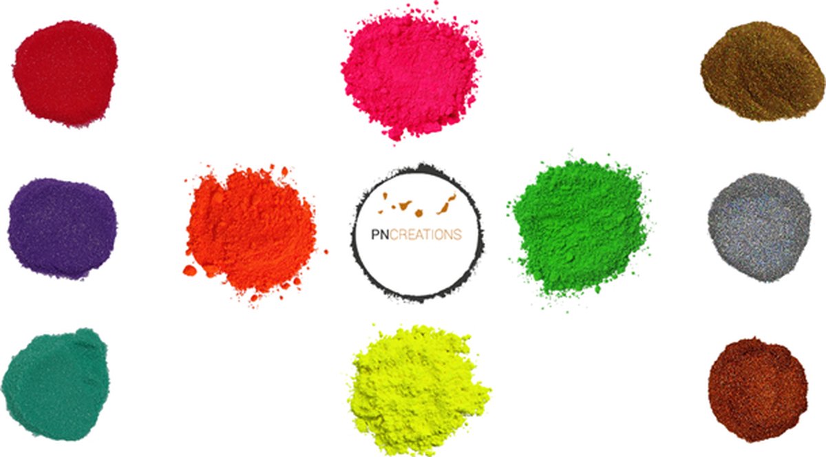 PNCreations Pigmentpoeder Fluo Mix + Glitter| Kleurpoeder voor Epoxy Hars | 7 Kleuren + 6 Glitters | Epoxy Giethars | Hars | Verf | Verf Mixen