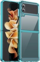 Mobigear Hoesje geschikt voor Samsung Galaxy Z Flip 4 Telefoonhoesje Hardcase | Mobigear Crystal Backcover | Galaxy Z Flip 4 Case | Back Cover - Transparant /Turquoise | Transparant,turquoise