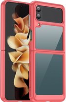 Mobigear Hoesje geschikt voor Samsung Galaxy Z Flip 4 Telefoonhoesje Hardcase | Mobigear Crystal Backcover | Galaxy Z Flip 4 Case | Back Cover - Transparant / Rood