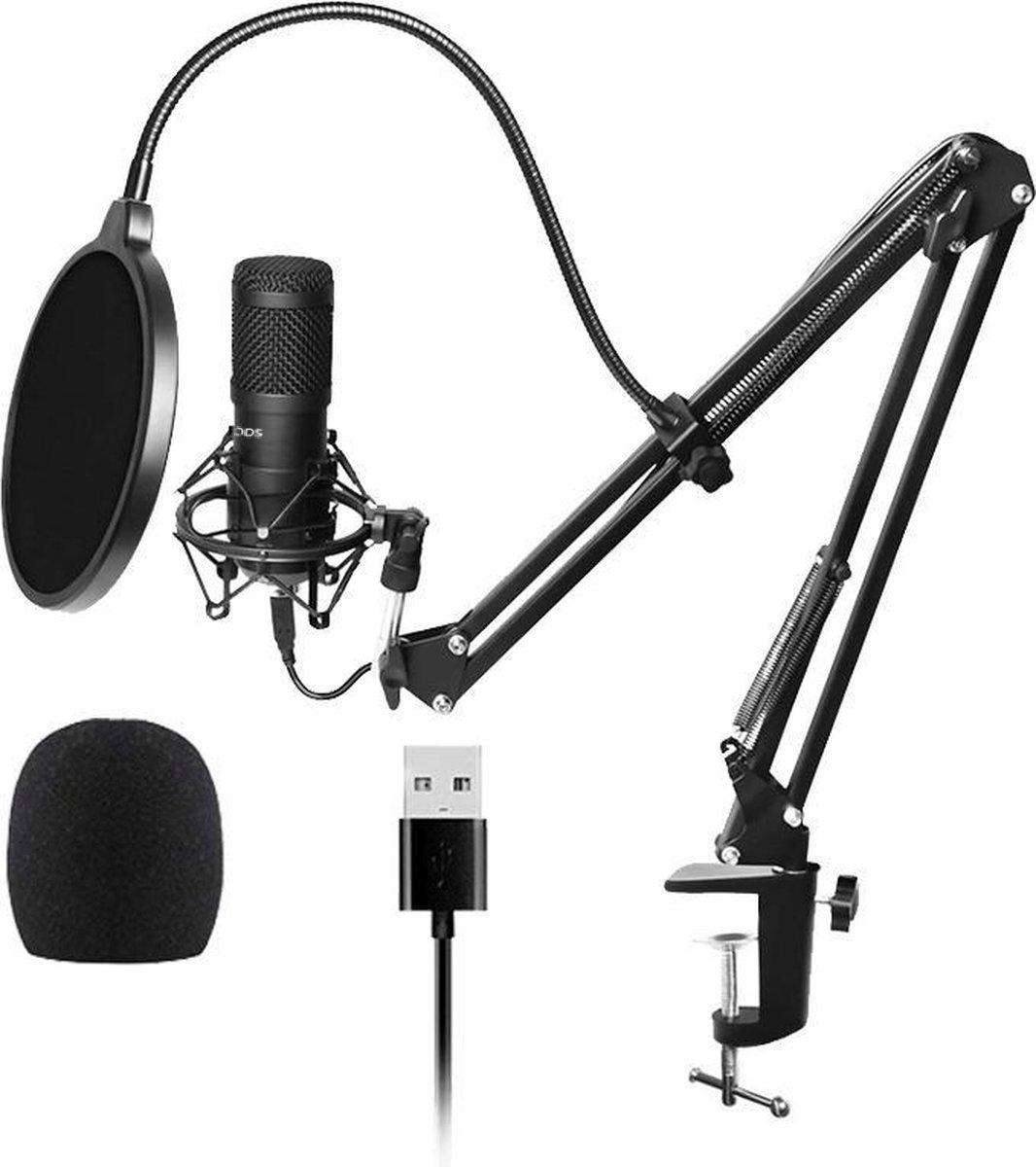 Microphone à Condensateur Kit Studio Enregistrement USB Pour PC Bras  Réglable