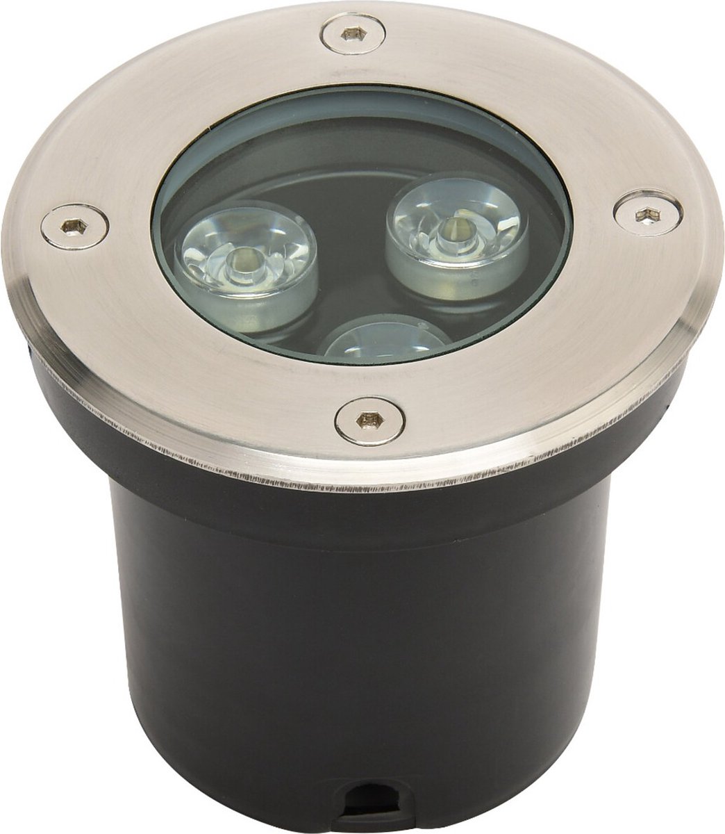LED Grondspot - Aruz - Inbouw Rond - 3W - Waterdicht IP67 - Natuurlijk Wit 4000K - Rond - Mat Chroom - RVS