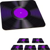 Sous- Sous-verres - Disques - Lp - Vinyl - Violet - Vintage - Carré - Sous- Sous-verres pour verres - 10x10 cm - 6 pièces