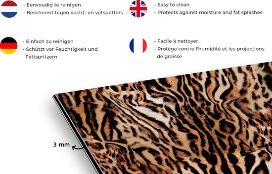 Spatscherm keuken - Tijgerprint - Dier - Patroon - Panterprint - Spatscherm - Achterwand keuken - Design - 70x50 cm
