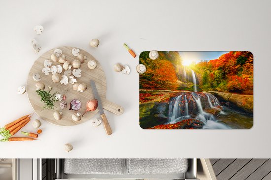 Set de table - Napperons en plastique - Cascade - Nature - Automne - Rouge - Water - 45x30 cm - 6 pièces - Résistant à la chaleur - Antidérapant - Pad - Amovible