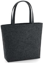 Shopper in vilt - grote tas met klein tasje - duurzame en degelijke tas in vilt - boodschappen - donkergrijs - 49 x 39 x 13,5 cm