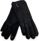 Handschoenen met Knopen - Dames - One Size - Touchscreen Tip - Zwart