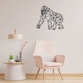 Geometrische Gorilla - H 60cm B 68cm (XL) - Line art - Wall art - Muurdecoratie zwart - Van Aaken Design