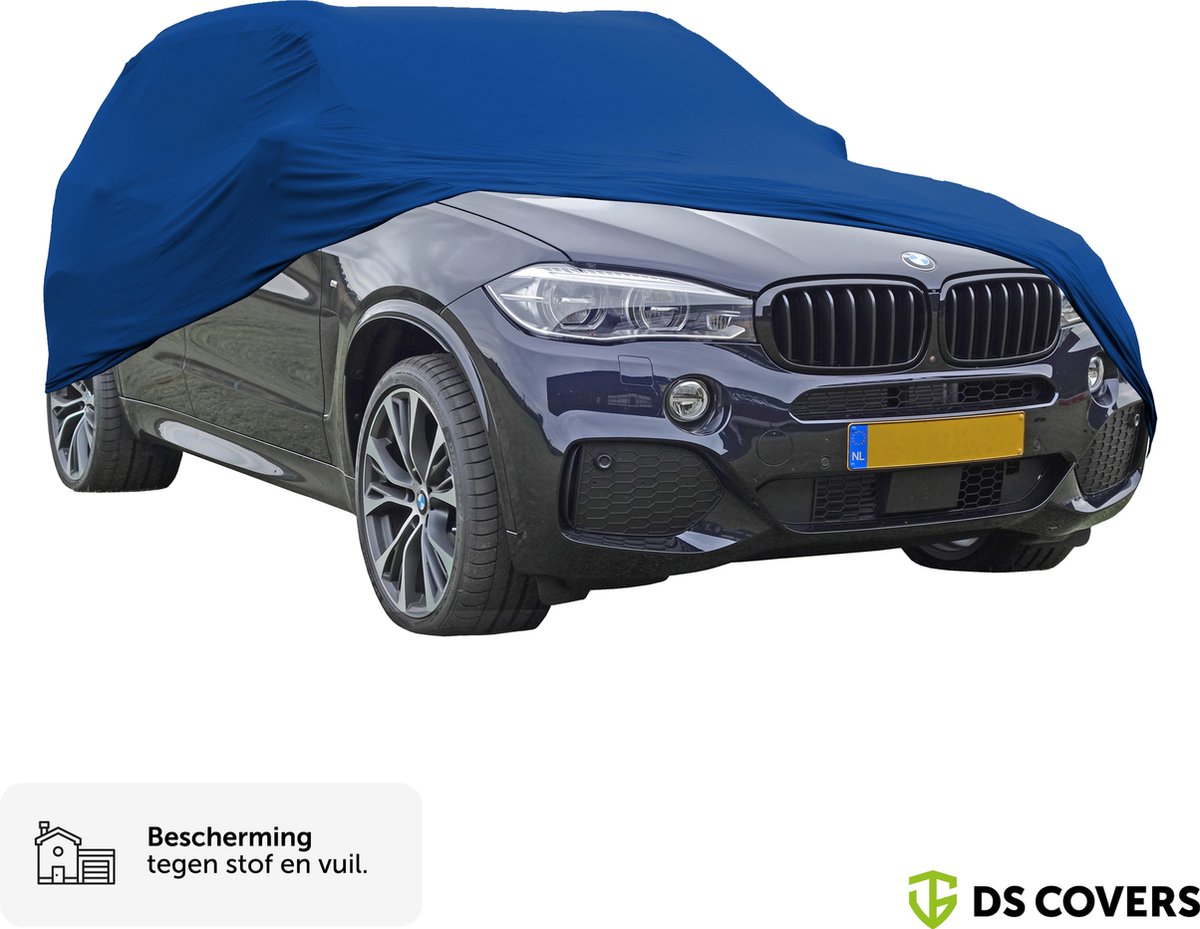 BOXX indoor autohoes van DS COVERS – Indoor – SUV fit - Bescherming tegen stof en vuil – Extra zachte binnenzijde – Stretch-Fit pasvorm – Blauw – Incl. Opbergzak – Maat L