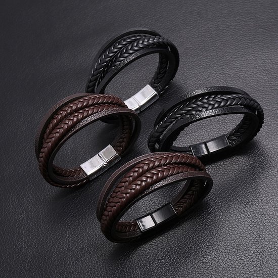 Bracelet Cuir Brun Homme Tressé & Acier Haute Qualité | Lora&Moi Bijoux