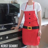Allernieuwste® Kerst Schort Keukenschort Kerstschort Volwassenen - Rood-Wit 100 x 52 cm