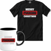 Merry f*cking christmas - T-Shirt met mok - Meisjes - Zwart - Maat 12 jaar