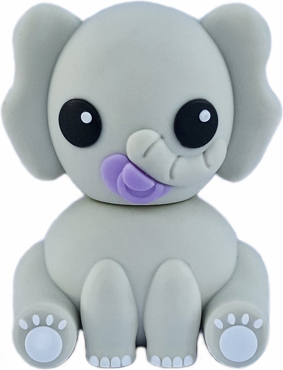 Ulticool USB-stick schattige olifant - Baby met Speen Lila Fiep - 16 GB Flash Drive - Memory Stick Data Opslag - Grijs
