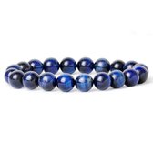 Bixorp Gems Blue Tiger Eye Gemstone Bracelet - Bracelet de Bracelets de perles de pierres précieuses polies - Cadeau pour Noël - Sinterklaas - Cadeau pour Cheveux