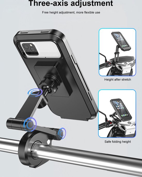 Telefoonhouder voor op de fiets, motorfietshouder, universeel, 360 Telefoonhouder voor op de fiets, motorfietshouder, universeel, 360