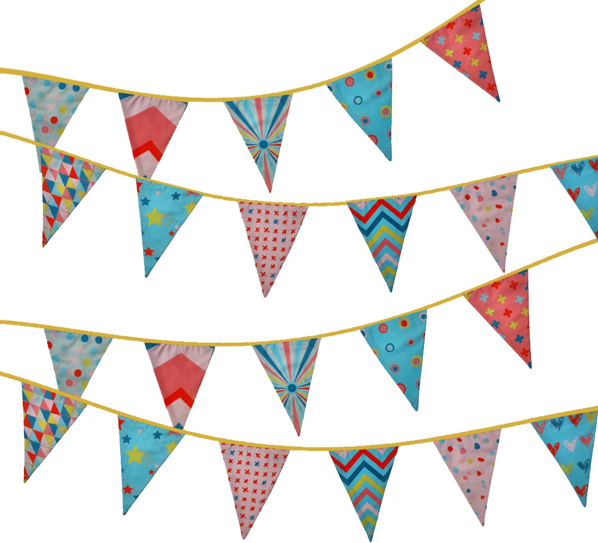 Mijn Eigen Slinger® | Stoffen Slinger | Stoffen vlaggen | Vlaggenlijn Stof | Feestslinger | Verjaardag Slinger |   XXL FEESTJE  (11 mtr lang , 22 vlaggen) — afbeelding 6