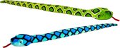 Keel Toys Slangen - 2 stuks - pluche - blauw-groen - knuffel dier - 100 cm
