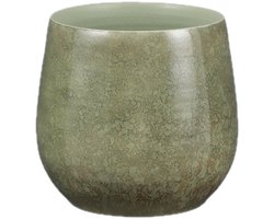 Mica Decorations - Plantenpot/bloempot - Terracotta - groen shadow - D24 en H22 cm