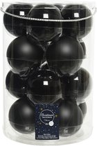 Decoris kerstballen - 16x stuks - glas - zwart - 8 cm